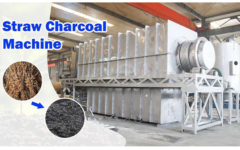 What are the products of straw carbonization and their uses?